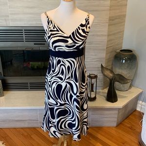 Ann Taylor blue and off white silk dress sleeveless dress